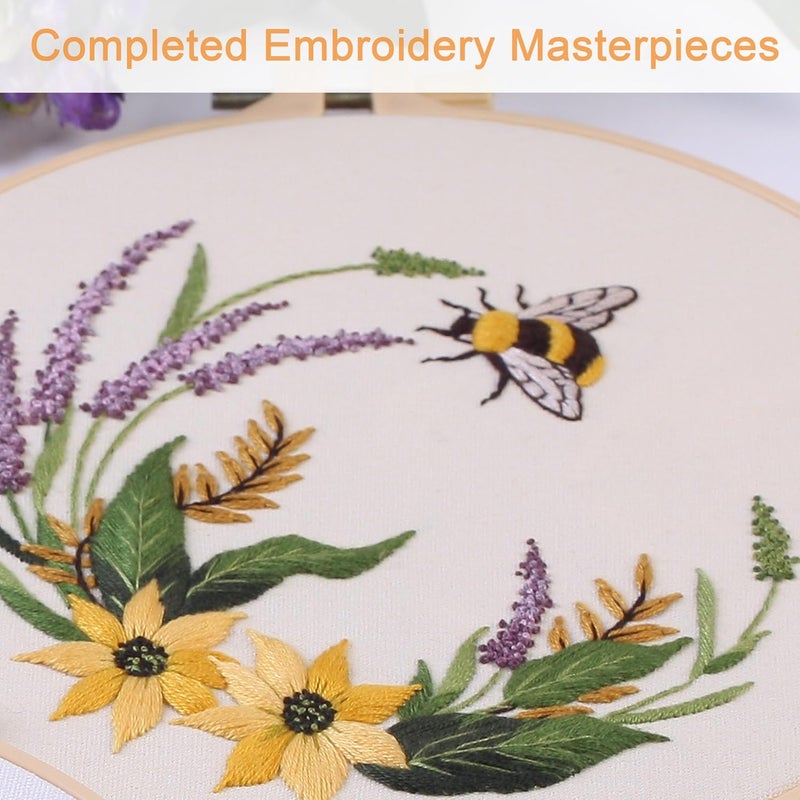 REEWISLY 3ps Embroidery Starter kit Patterns, DIY Adult Cross Stitch Kits Beginner, Including 3 Plastic Embroidery Rings, 1 Scissors, Colored Threads,Needles and Instructions - Image 5